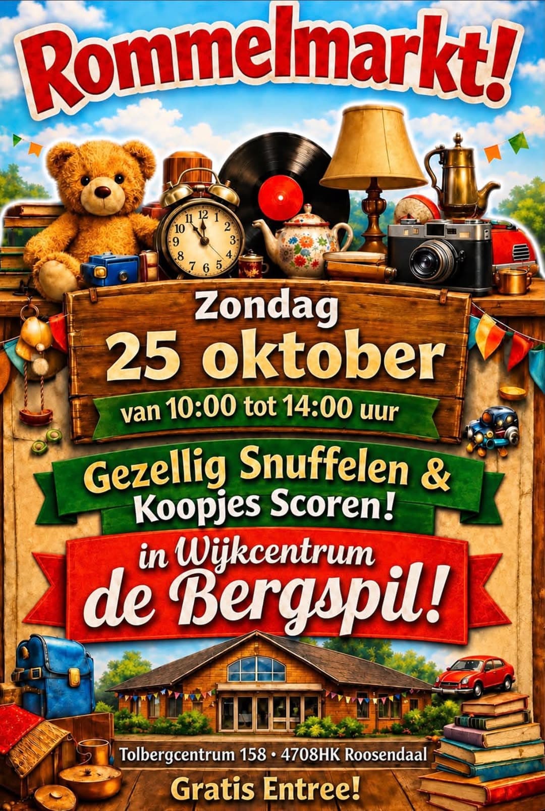 Rommelmarkt Wijkcentrum De Bergspil Roosendaal