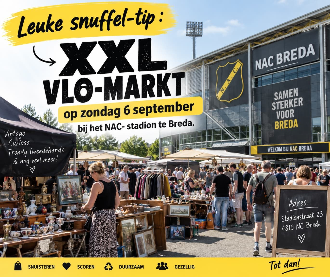 XXL Vlo-markt op zondag 6 september bij het NAC- stadion te Breda
